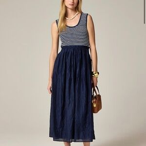 Gathered-waist mixy dress in stripe
